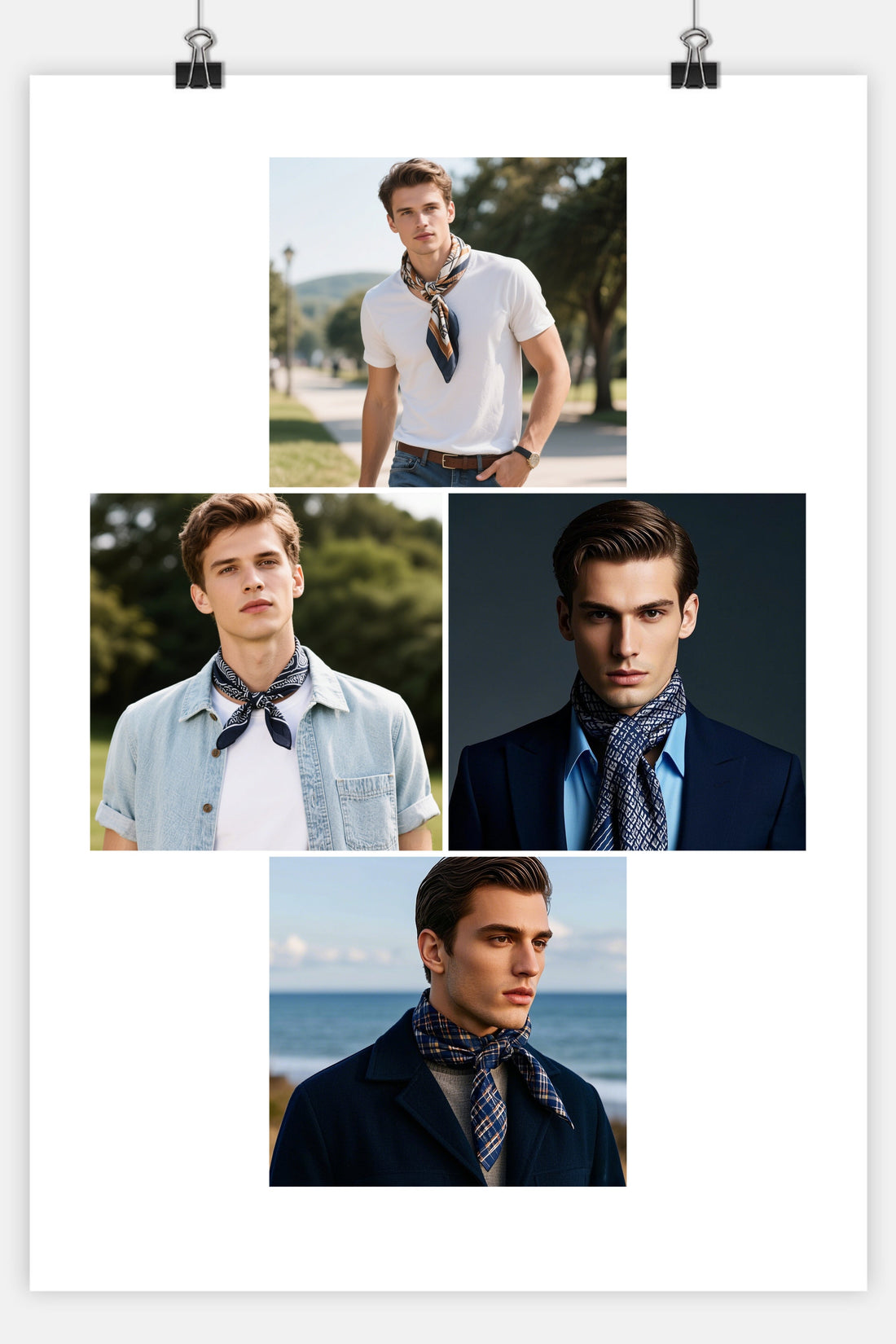 Men's silk scarf, show unique charm