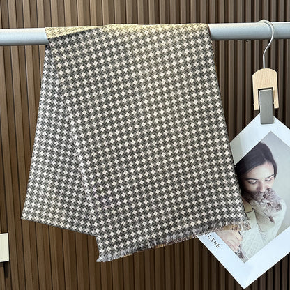 Light khaki long mulberry silk scarf for men