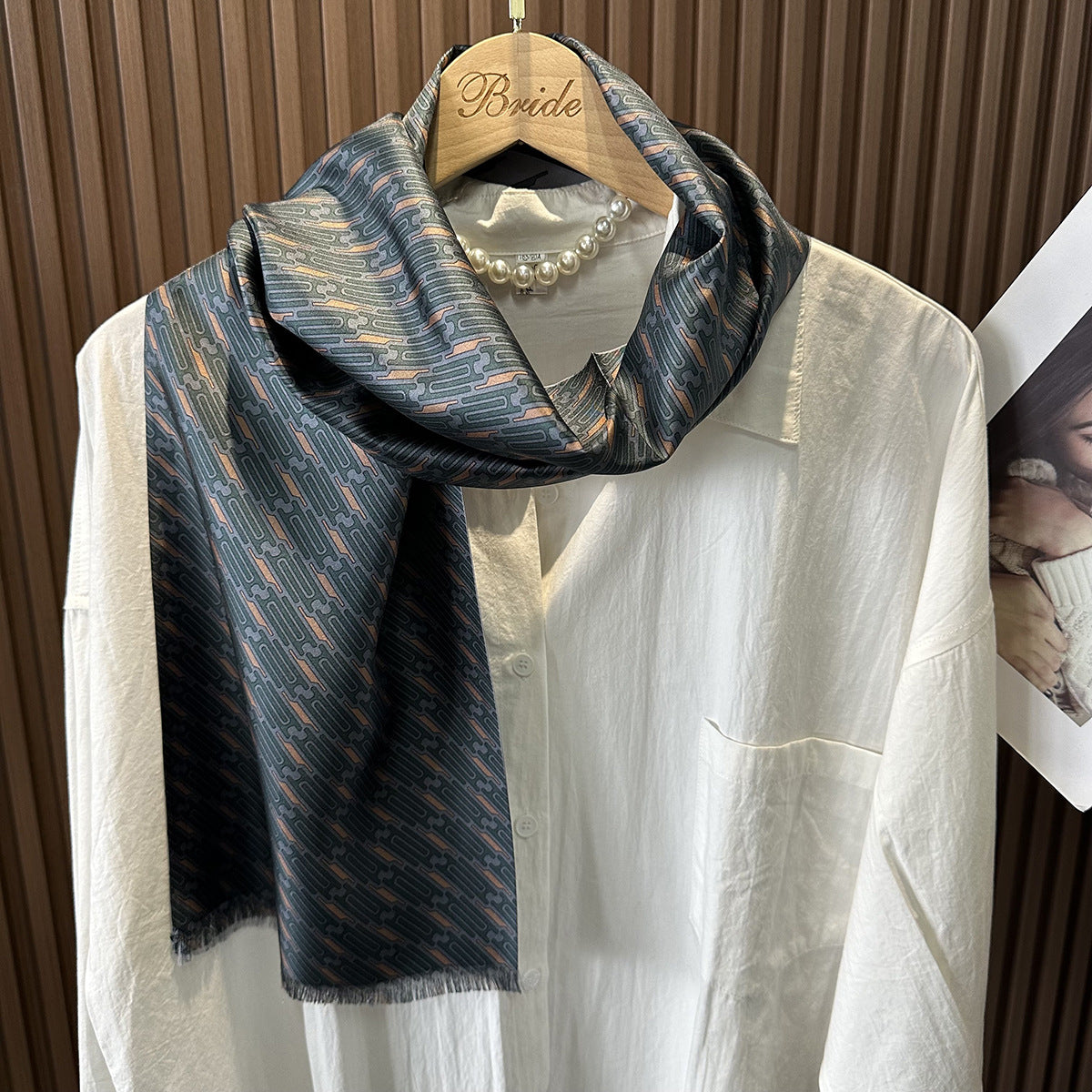 Inky blue business style pure silk scarf for men