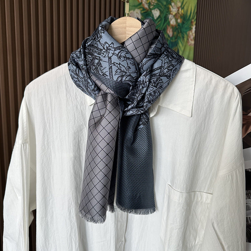 Men's mulberry silk scarf with business temperament