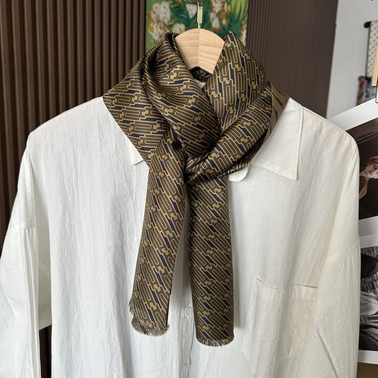 Champagne gold business style silk scarf for men